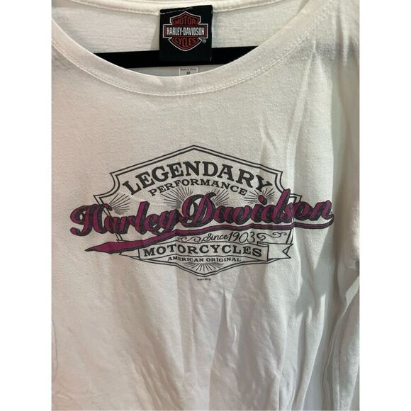 Harley Davidson White Long Sleeve Shirt Woman’s Size Medium- Flaws/Marks/Bally - Picture 4 of 13